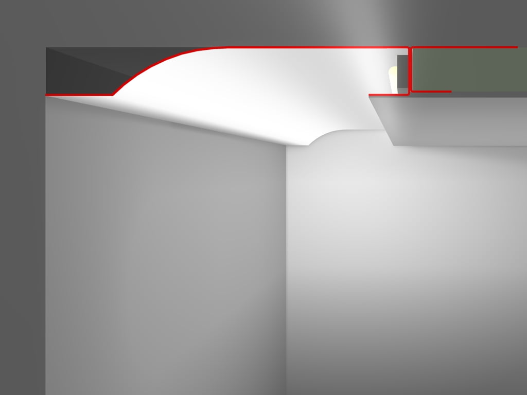 Montage rond stucprofiel voor koofverlichting