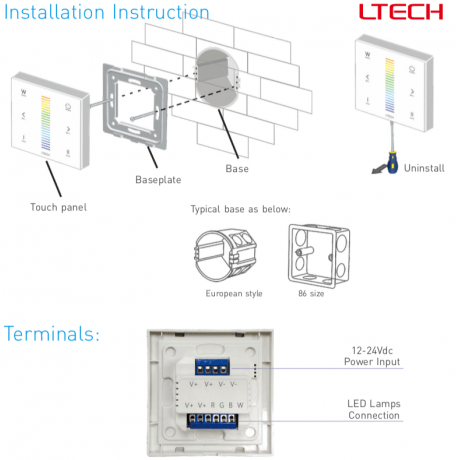 LED controller E4S, 4x 3A, RGB-W, 1 zone - Afbeelding 3