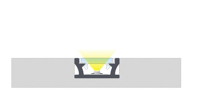 Lichtinval van het led strip vloer profiel led line 2100