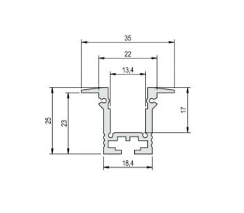 tekening led stripprofiel pro line alu 25mm