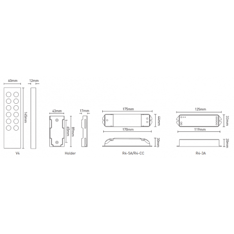Afstandsbediening V4, 1 zone, RGBW - Afbeelding 2