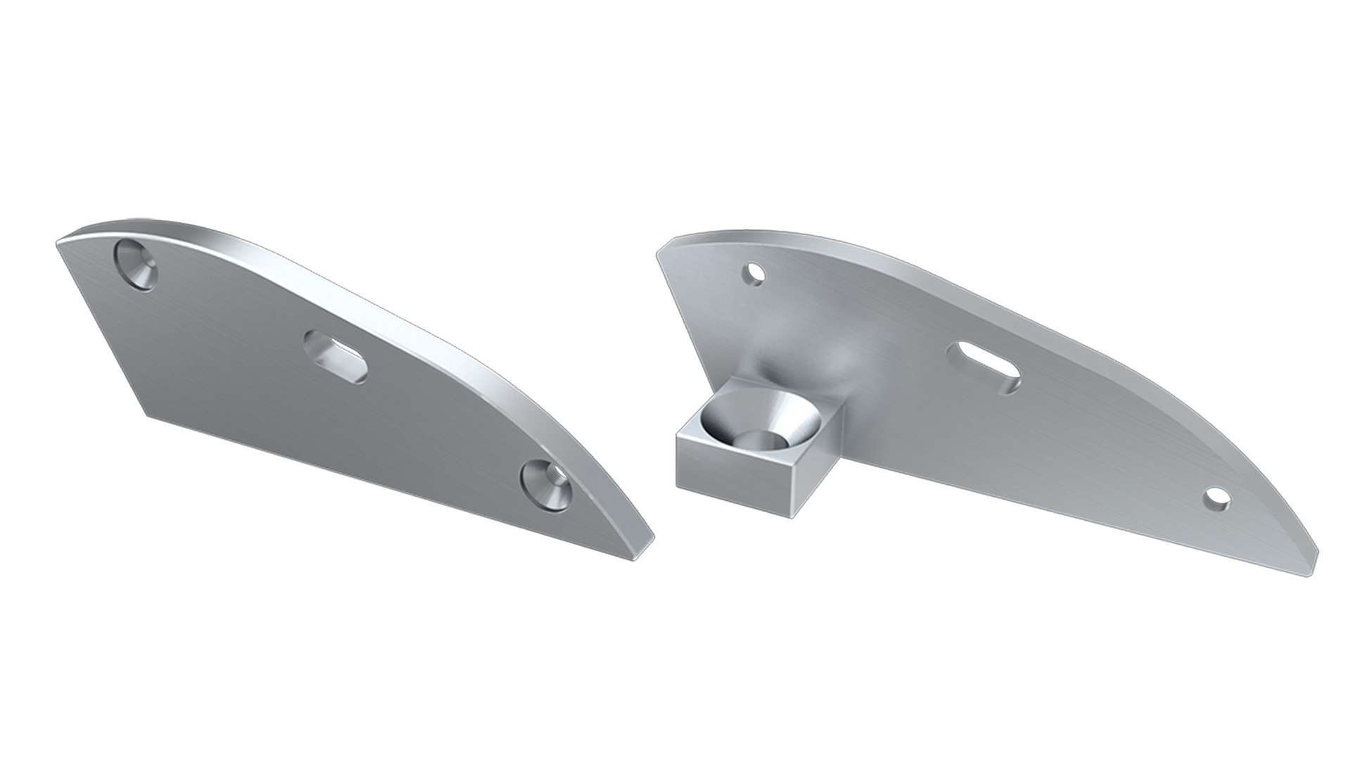 LUMINES ALU eindkap RETO zilver rechts met steun 15° met gat rechts