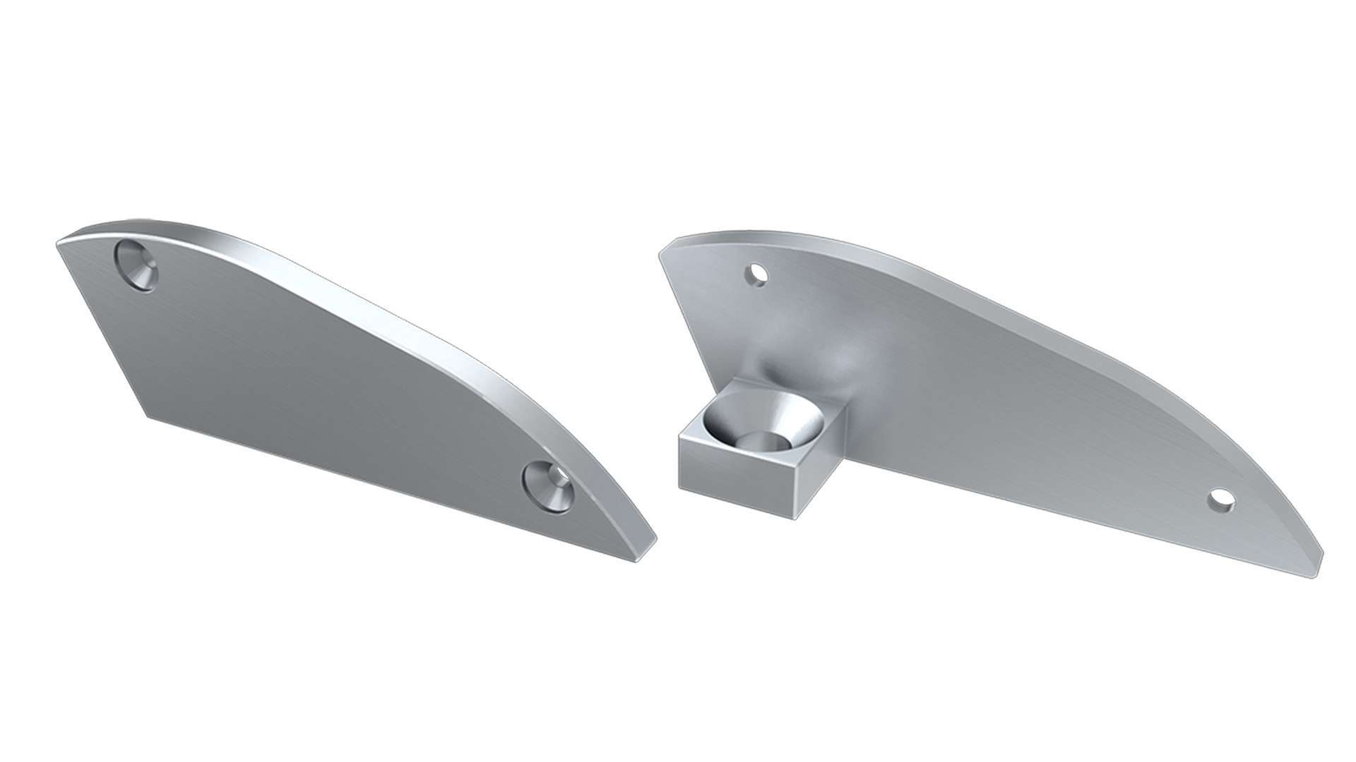 LUMINES ALU eindkap RETO zilver rechts met steun 15° rechts